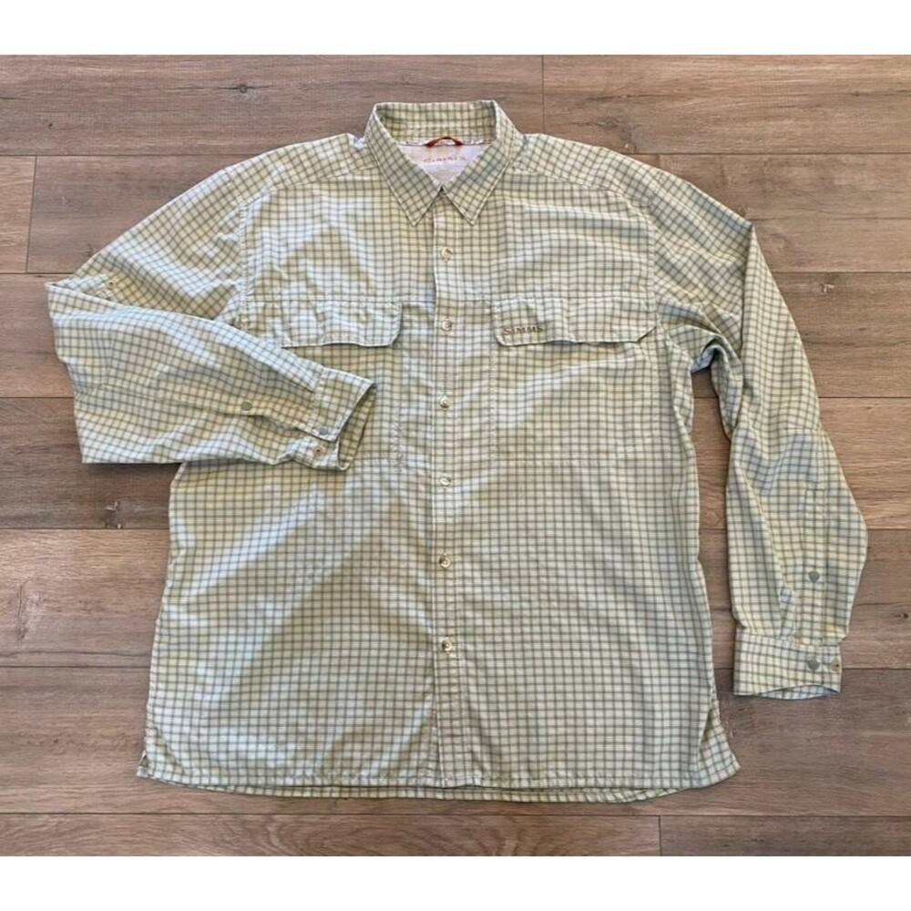 Simms Guide Series Fishing MENS XL Vented Button Up Long Sleeve Shirt DISTRESSED